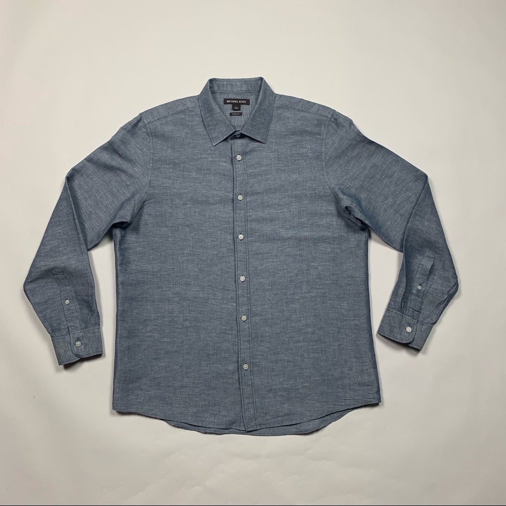Michael Kors Classic Fit Linen Shirt Large